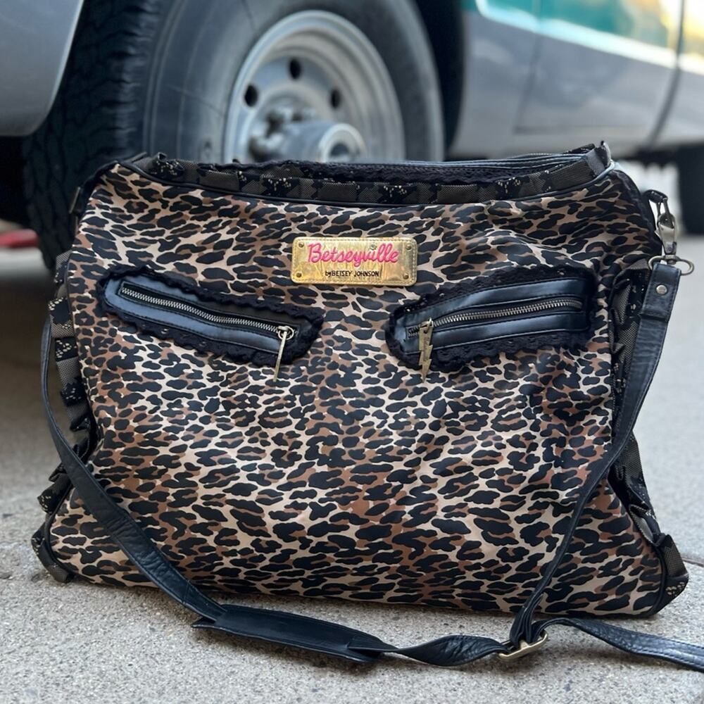 Betseyville Vintage Leopard Print Large Travel Bag